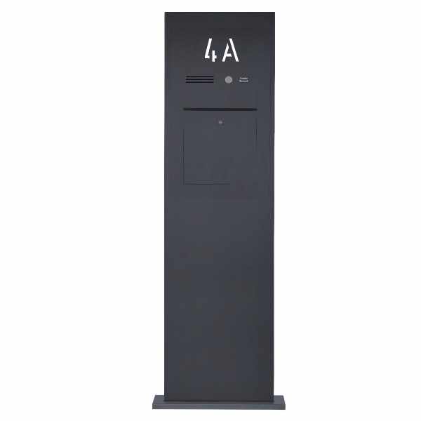 Stainless steel mailbox column Designer Big with house number rear illuminated - RAL of your choice - INDIVIDUAL