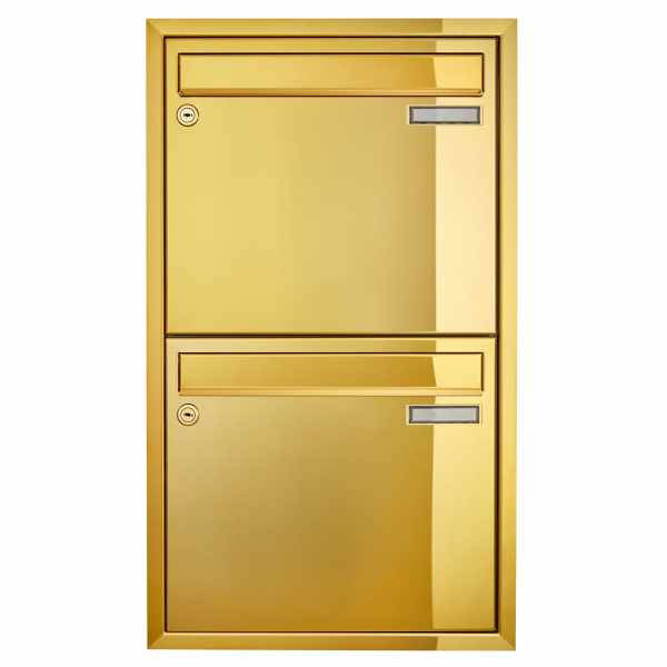 2-compartment 1x2 flush-mounted mailbox system CLASSIC 534C - titanium brass similar gold - 2 party