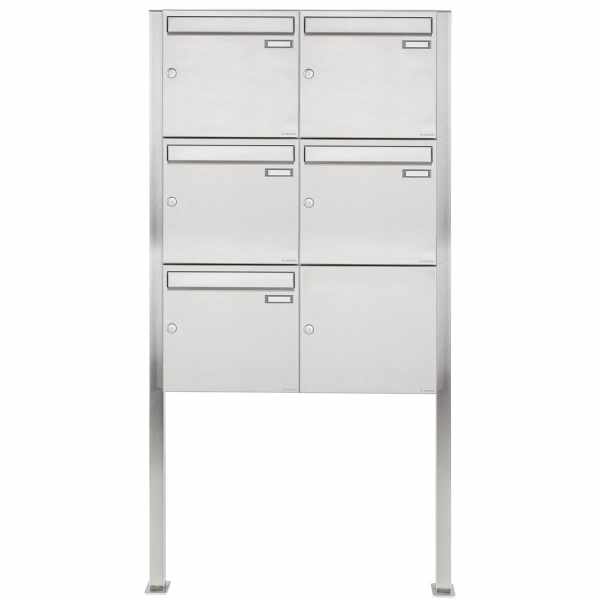 5-compartment 3x2 stainless steel free-standing letterbox Design BASIC 384 ST-Q