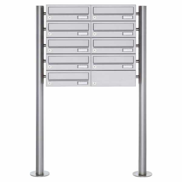 9-compartment Letterbox system freestanding Design BASIC 385 ST-R - stainless steel V2A, polished