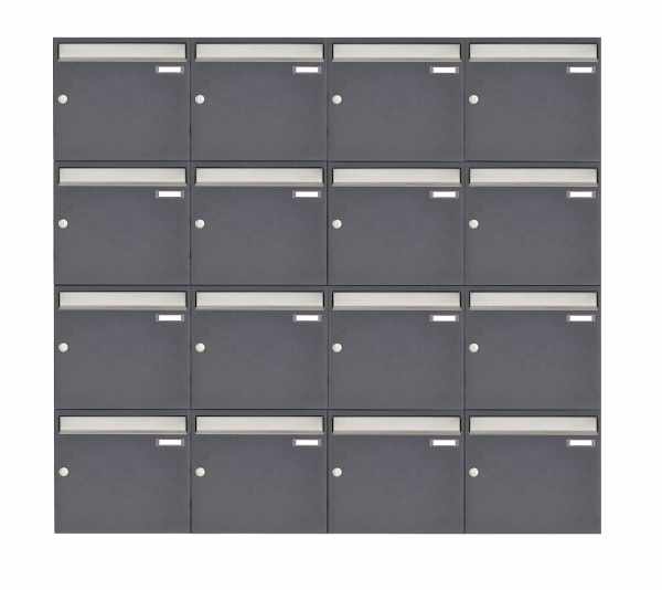 16-compartment 4x4 surface-mounted mailbox system Design BASIC 382 AP - stainless steel RAL 7016 anthracite gray