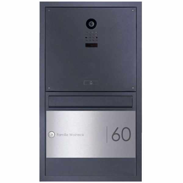 Stainless steel flush-mounted mailbox BASIC Plus 382XU Elegance II with camera DoorBird D1100E - RAL color