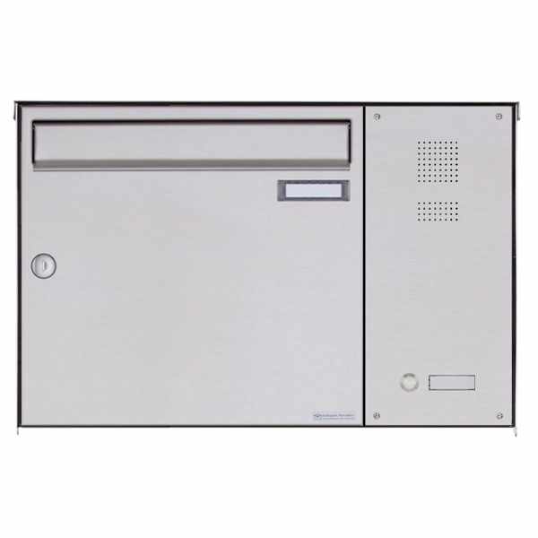 Stainless steel surface mailbox BASIC Plus 382X AP with bell box on the side
