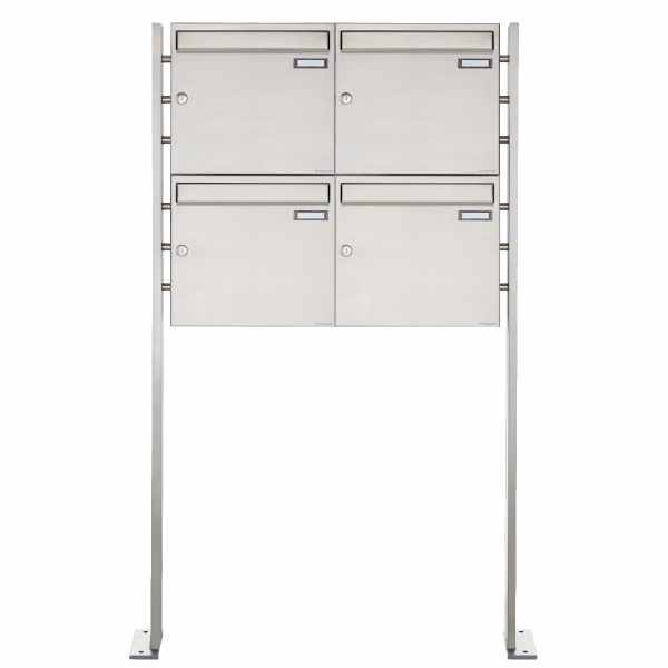 4-compartment Stainless steel free-standing letterbox system BASIC Plus 384XP ST-P