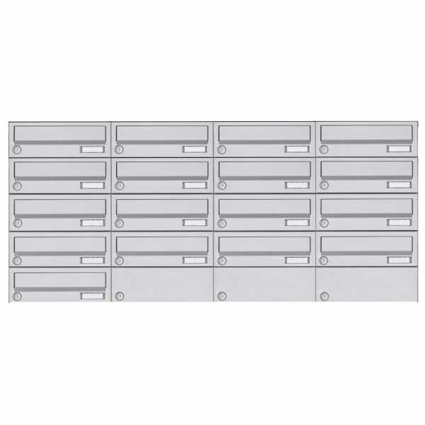 17-compartment 5x4 surface-mounted mailbox system Design BASIC 385A-VA AP - stainless steel V2A, polished
