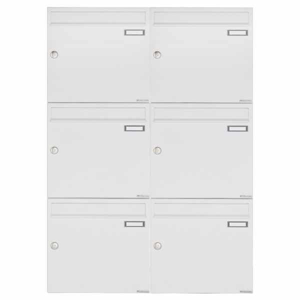 6-compartment 3x2 surface mounted mailbox system Design BASIC 382A AP - RAL 9016 traffic white