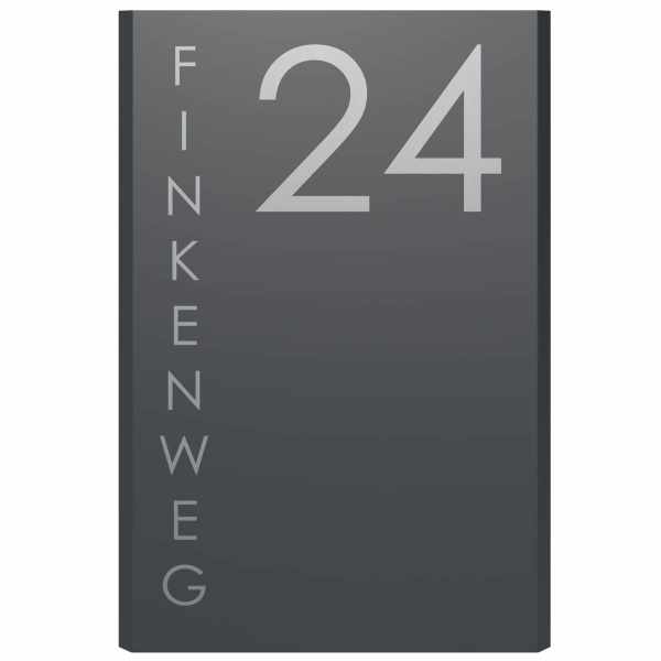 Stainless steel sign Elegance 424A 340x500 - RAL at choice - LED Backlight - House number - Street o. Name