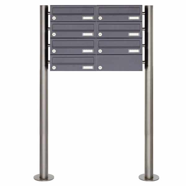 7-compartment 4x2 letterbox system freestanding design BASIC 385 ST-R - RAL 7016 anthracite gray