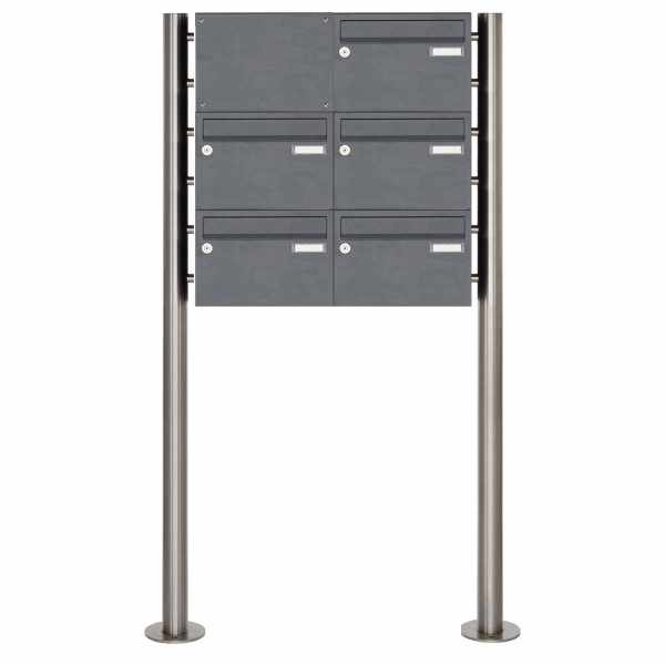 5-compartment 3x2 stainless steel free-standing letterbox Design BASIC Plus 385X ST-R - 220mm - RAL of your choice