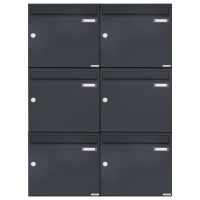 6-compartment 3x2 surface mailbox design BASIC 382A AP - RAL 7016 anthracite gray
