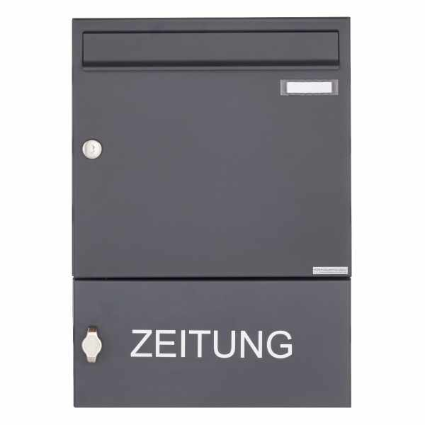 Surface mounted mailbox Design BASIC 382A AP with closed newspaper box - RAL 7016 anthracite gray