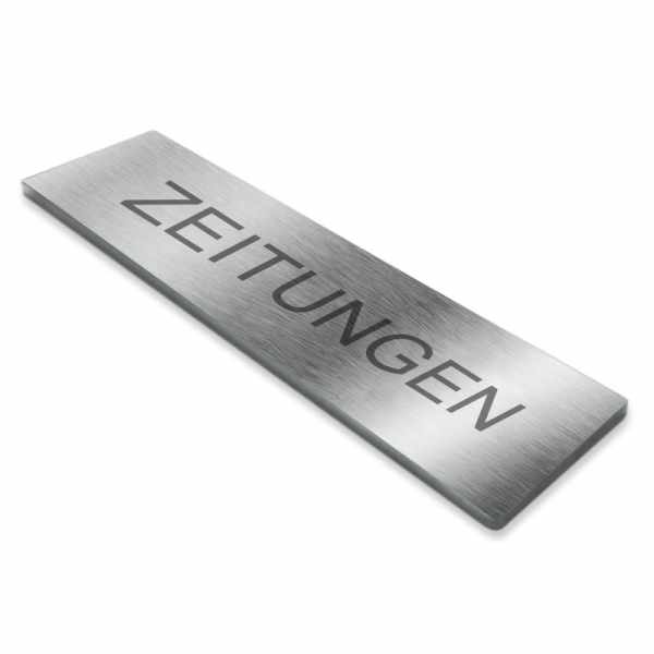 Selbstklebendes Namensschild "ZEITUNGEN" aus Edelstahl
