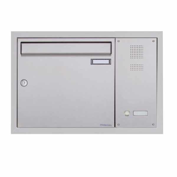 Stainless steel flush-mounted mailbox BASIC Plus 382XU UP with bell box on the side