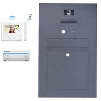 Stainless steel mailbox designer BIG - RAL at choice - Busch-Jaeger VIDEO complete set Flush mounted box 100mm