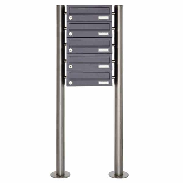 5-compartment Letterbox system freestanding design BASIC 385 ST-R - RAL 7016 anthracite gray