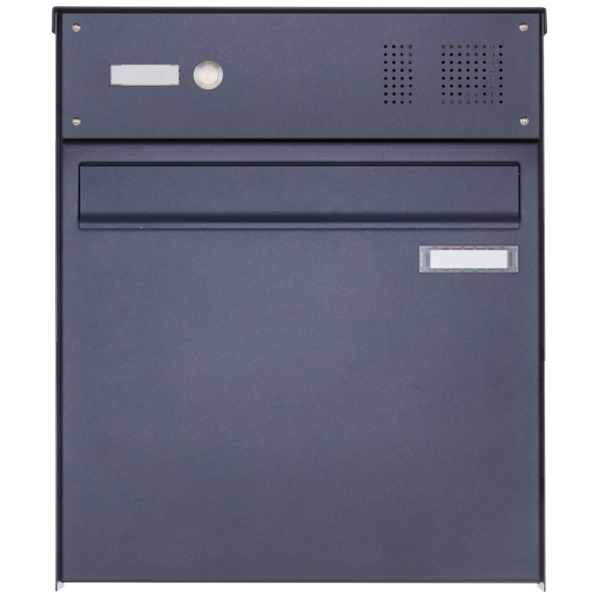 Stainless steel fence mailbox BASIC Plus 382XZ with bell box - RAL of your choice - removal from the rear side