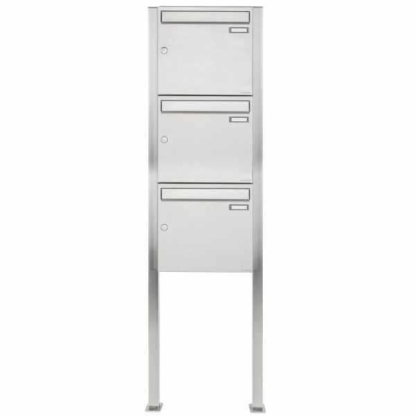 3-compartment 3x1 stainless steel free-standing letterbox Design BASIC 384 ST-Q