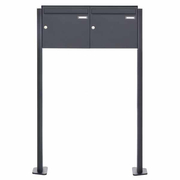 2-compartment 1x2 stainless steel free-standing letterbox Design BASIC Plus 380X ST-T - RAL of your choice