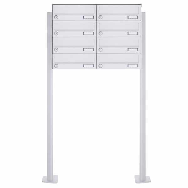 8-compartment 4x2 free-standing letterbox Design BASIC 385P-9016 ST-T - RAL 9016 traffic white