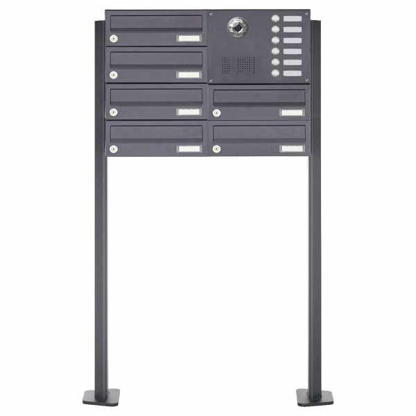 6-compartment free-standing letterbox Design BASIC Plus 385KXP ST-T with bell & speech - camera preparation