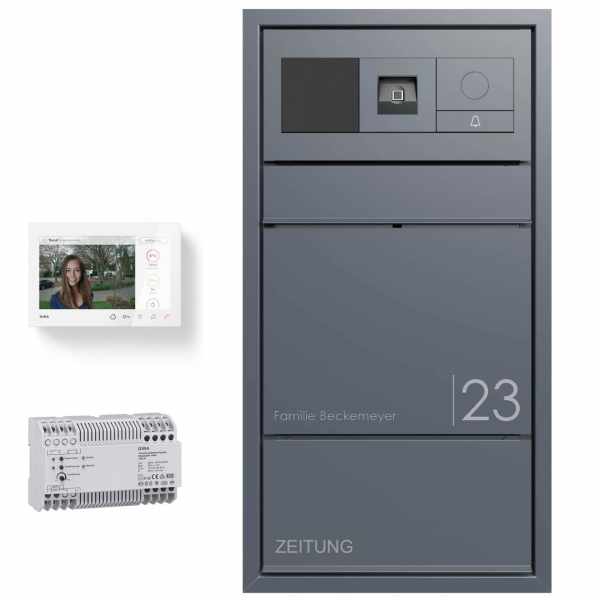 Flush-mounted mailbox GOETHE UP with newspaper compartment - GIRA System 106 Keyless In - VIDEO Complete kit
