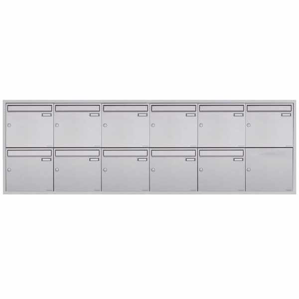 11-compartment 6x2 stainless steel flush-mounted mailbox system BASIC Plus 382XU UP - polished stainless steel