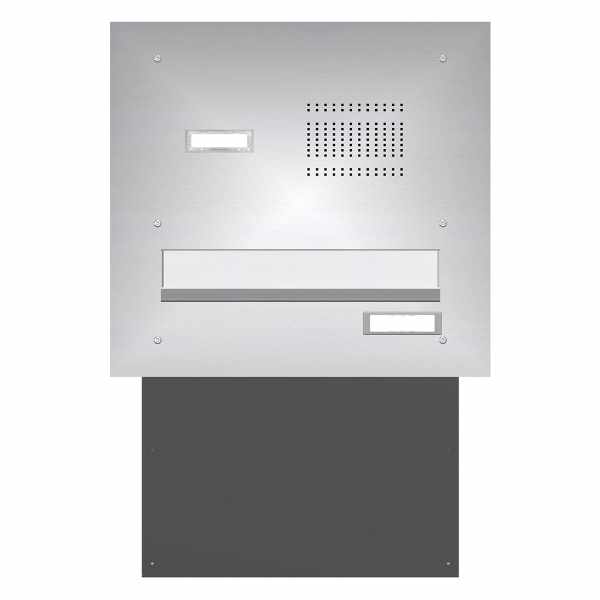 Stainless steel wall pass-through mailbox system BASIC 623 - bell intercom - 1 party