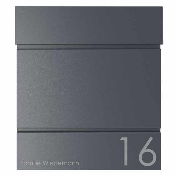 KANT letterbox with newspaper compartment - Design 2 - RAL 7016 anthracite gray
