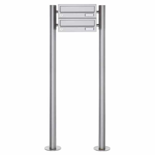2-compartment Letterbox system freestanding Design BASIC 385 ST-R - stainless steel V2A, polished