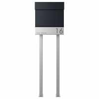 free-standing letterbox KANT Edition with newspaper compartment - Design Elegance 4 - RAL 9005 jet black