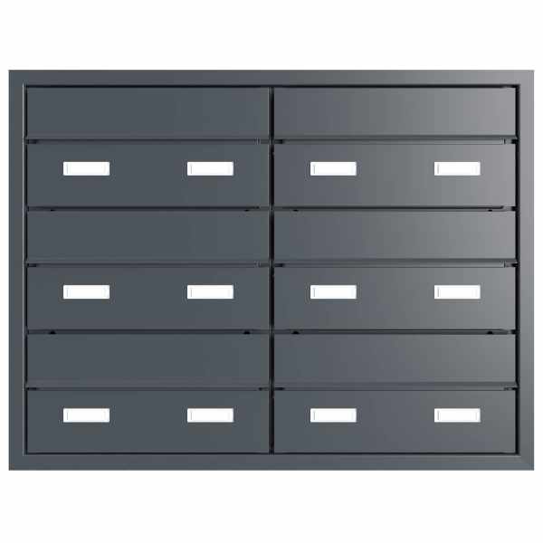 6-compartment 2x3 design pass-through mailbox GOETHE MDW with nameplate - RAL of your choice