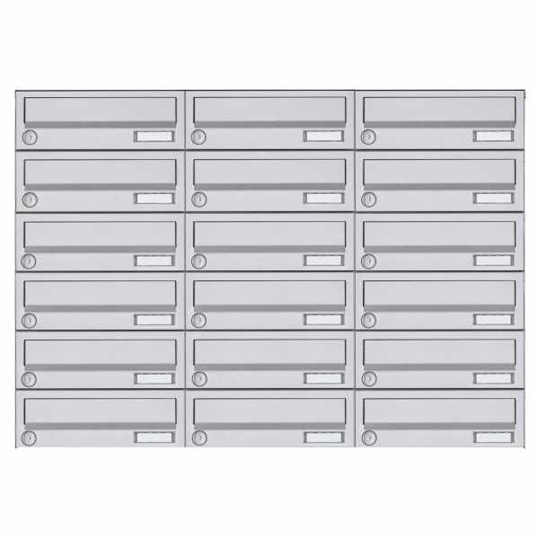 18-compartment 6x3 surface-mounted mailbox system Design BASIC 385A- VA AP - stainless steel V2A, polished