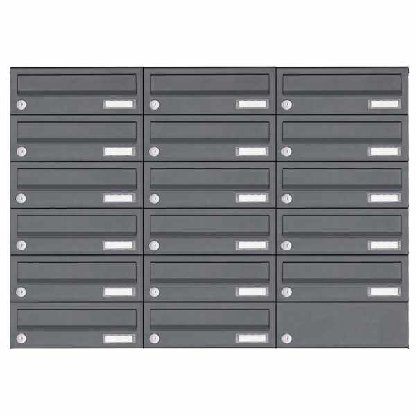 17-compartment Stainless steel surface mailbox system Design BASIC Plus 385XA AP - RAL of your choice