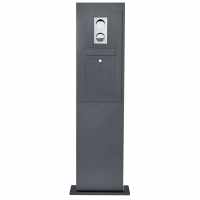 Stainless steel mailbox column designer model - RAL at choice - GIRA System 106 - 2-compartment prepared
