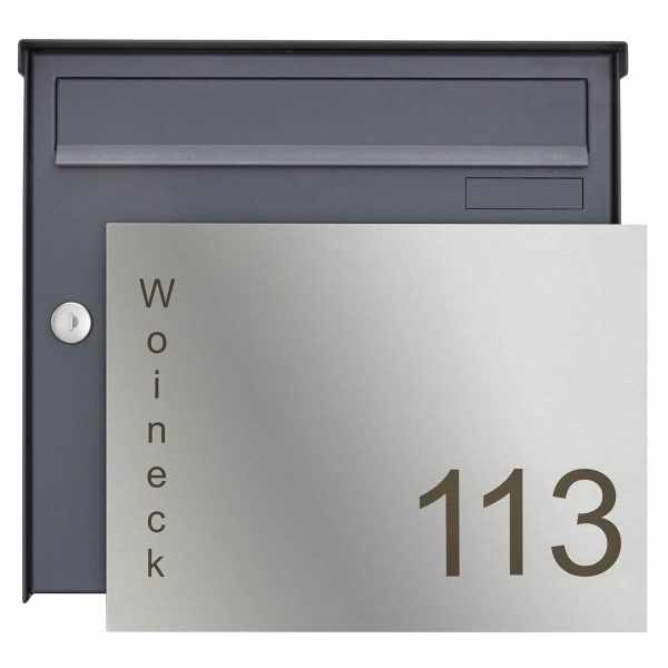 Cassetta per le lettere da parete in acciaio inox FANNY 374A - colore RAL - finiture in acciaio inox lucido