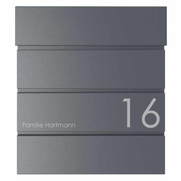 KANT letterbox with newspaper compartment - Design 1 - RAL 7016 anthracite gray