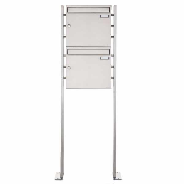 2-compartment Stainless steel free-standing letterbox system BASIC Plus 384XP ST-P