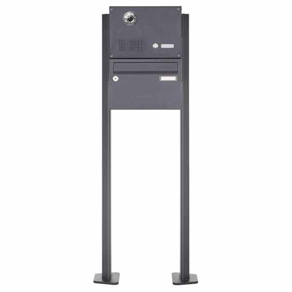 1er free-standing letterbox Design BASIC Plus 385KXP ST-T with bell & speech - camera preparation