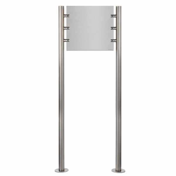 Sign freestanding BASIC 390 - stainless steel stand elements - stainless steel sheet 355x330 both sides