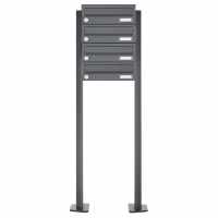 4-compartment Stainless steel mailbox freestanding design BASIC Plus 385XP ST-T - RAL of your choice