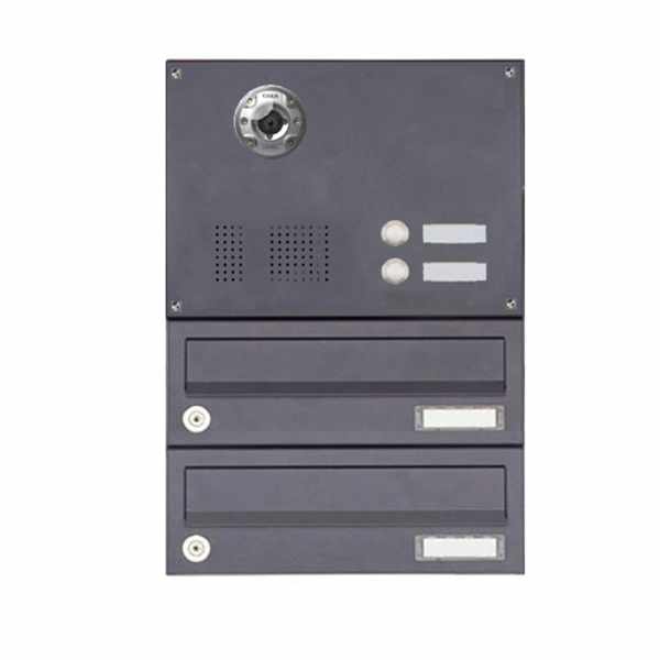 2-compartment Surface mount mailbox BASIC Plus 385KXA AP with bell box - camera preparation