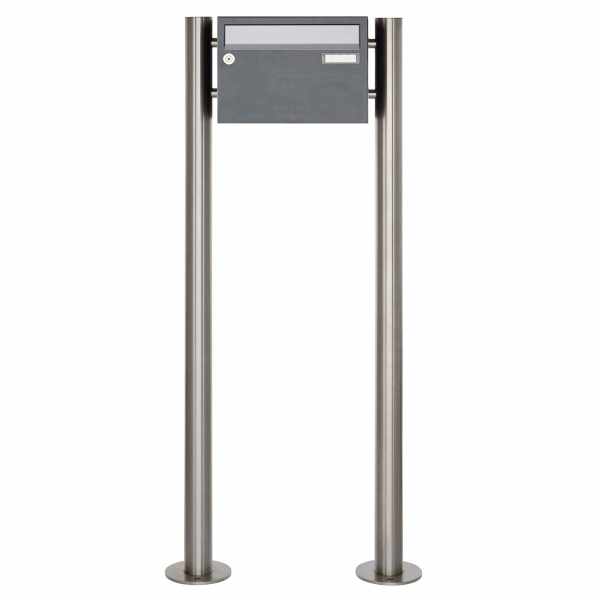 1er stainless steel free-standing letterbox Design BASIC Plus 385XR220 ST-R - stainless steel - RAL of your choice