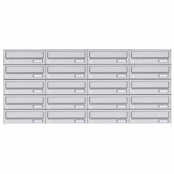 20-compartment 5x4 stainless steel surface mailbox system Design BASIC 385A AP