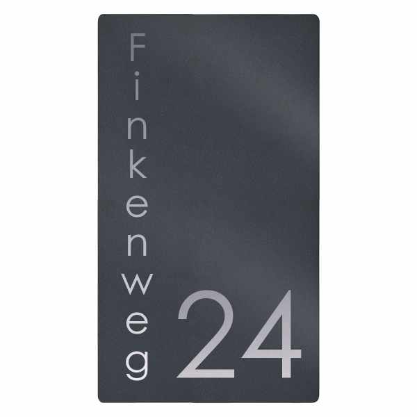 Stainless steel sign Elegance 423A 225x395 - RAL at choice - house number - street o. name