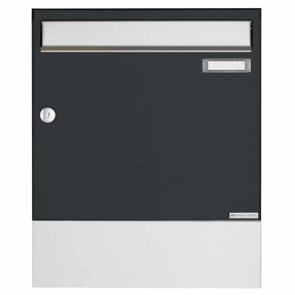 Aufputz Briefkasten Design BASIC 382A AP mit Zeitungsfach VA - Edelstahl-RAL 7016 anthrazitgrau