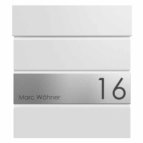 KANT Edition letterbox with newspaper compartment - Elegance 1 design - RAL 9016 traffic white