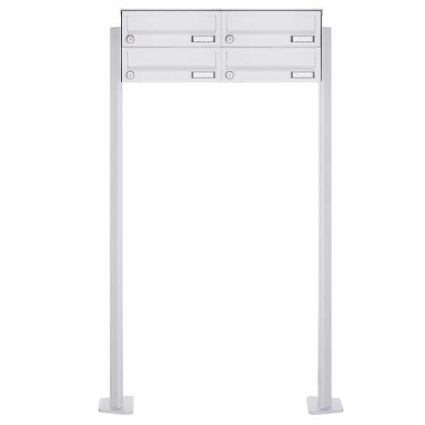 4-compartment 2x2 free-standing letterbox Design BASIC 385P-9016 ST-T - RAL 9016 traffic white