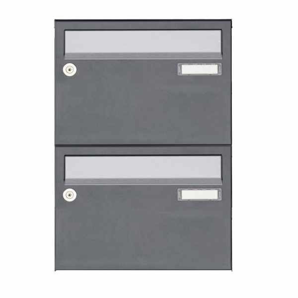 2-compartment Surface mounted mailbox system Design BASIC Plus 385 XA 220 - stainless steel - RAL of your choice