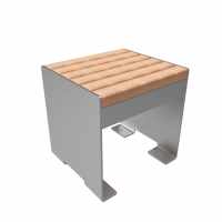 Tabouret design - Table d'appoint NOVALIS - Acier inoxydable - Douglas huilé
