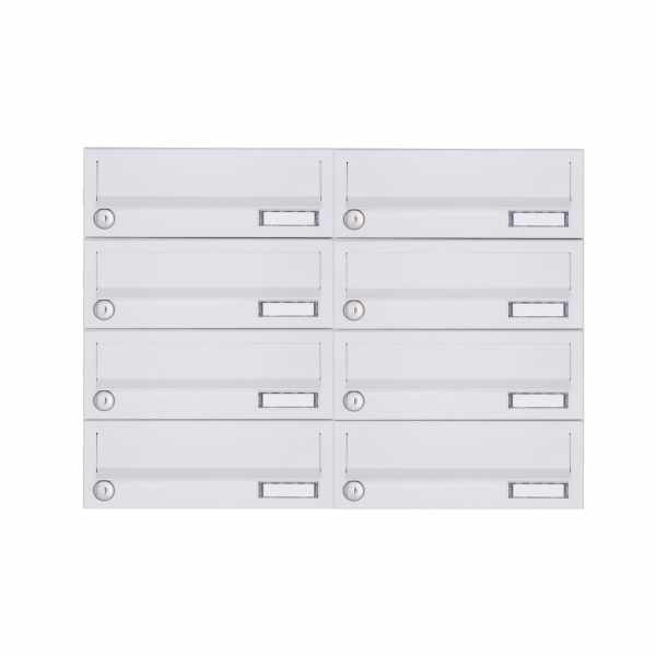 8-compartment 4x2 surface mounted mailbox system Design BASIC 385A-9016 AP - RAL 9016 traffic white